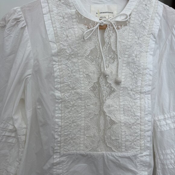 Anthropologie Delilah Pleated Lace Peasant Blouse - Picture 3 of 6